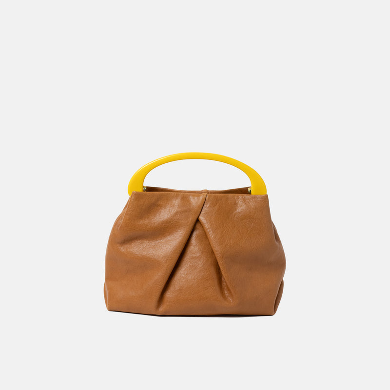 Dries Van Noten BW261-CRISP709-116 SMALL PLEATED LEATHER BAG, Tan