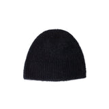 Black beanie hat on a white background