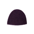Dark purple knit beanie on a white background