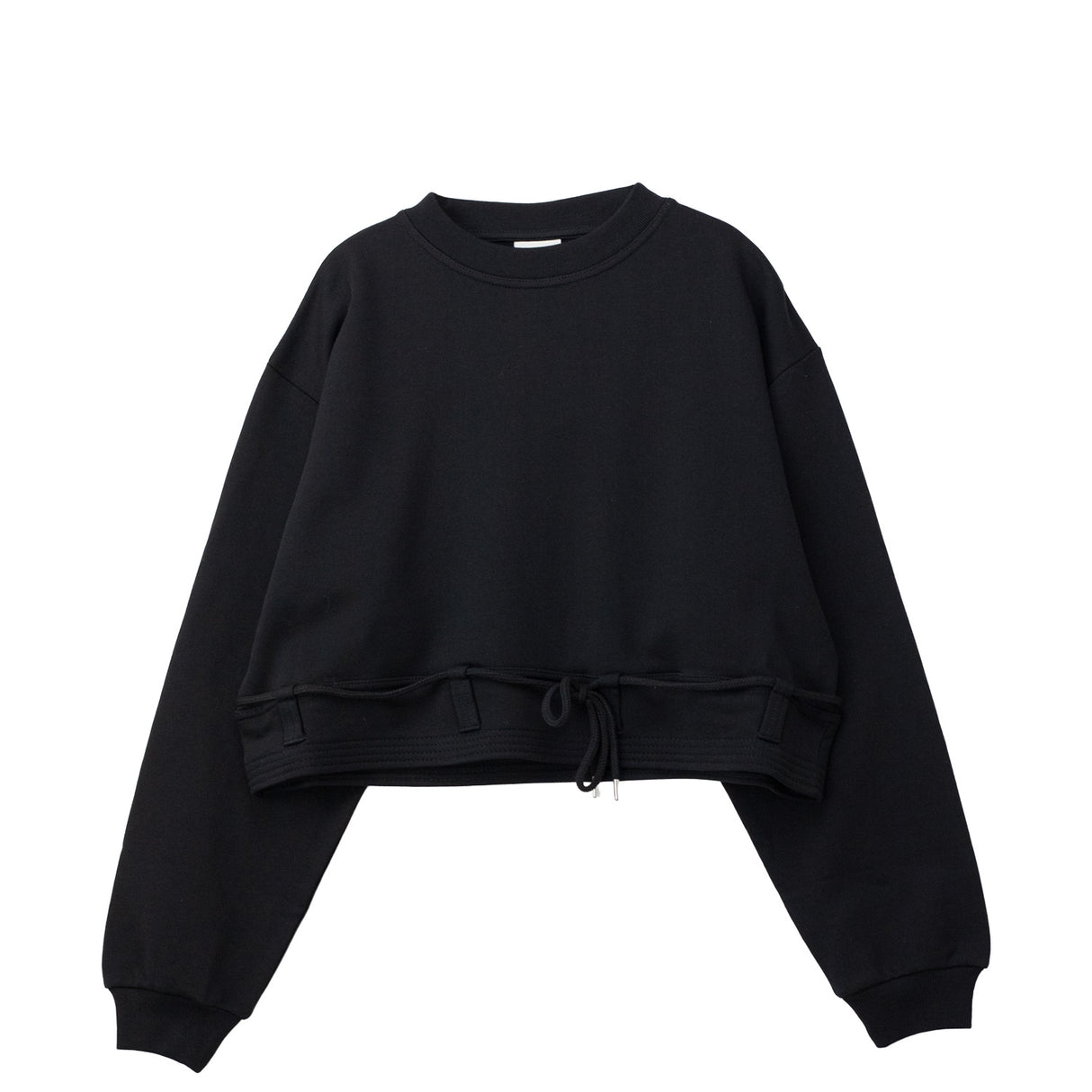 Black sweatshirt on a white background. 