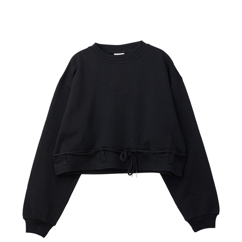 Black sweatshirt on a white background. 