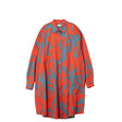 Long shirt with red and gray floral pattern on a white background