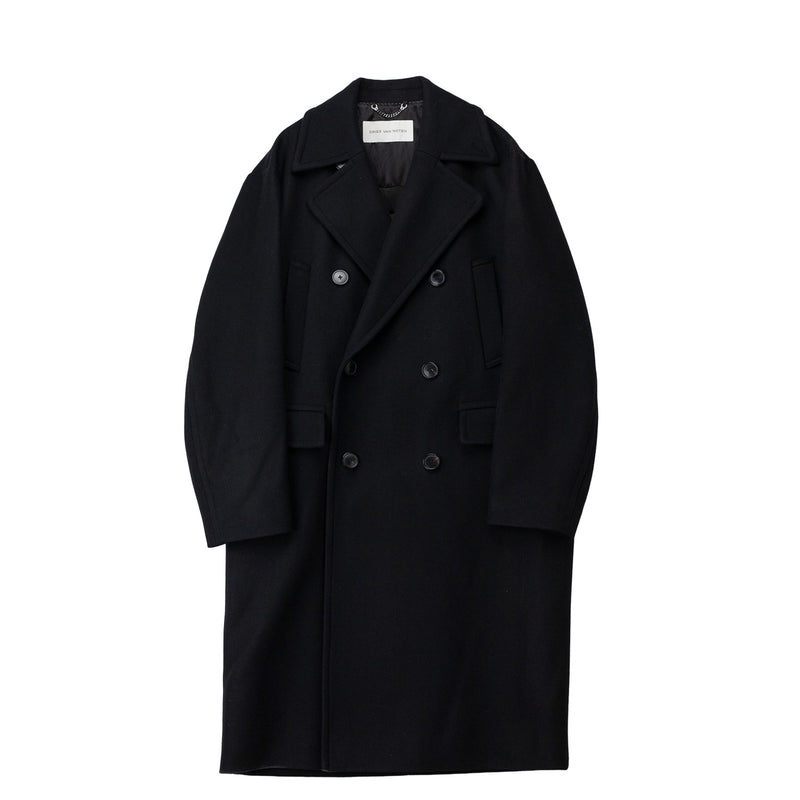 Black wool coat on a white background