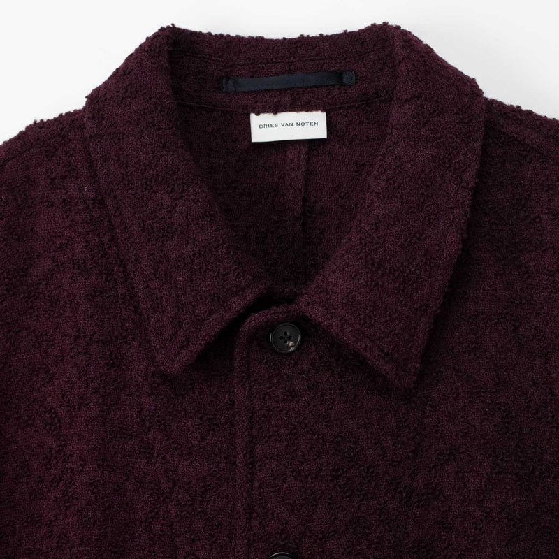 Dries Van Noten BOUCLÉ WOOL JACKET, Burgundy