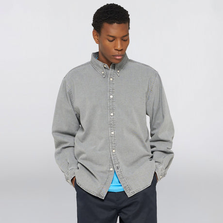 Edwin ARLO SHIRT LS, Black Heavy Bleach Wash