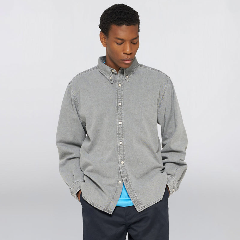 Edwin ARLO SHIRT LS, Black Heavy Bleach Wash