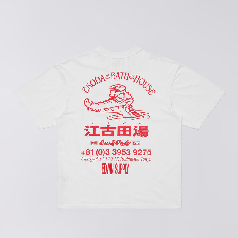 Edwin EKODA BATH HOUSE T-SHIRT, White Washed