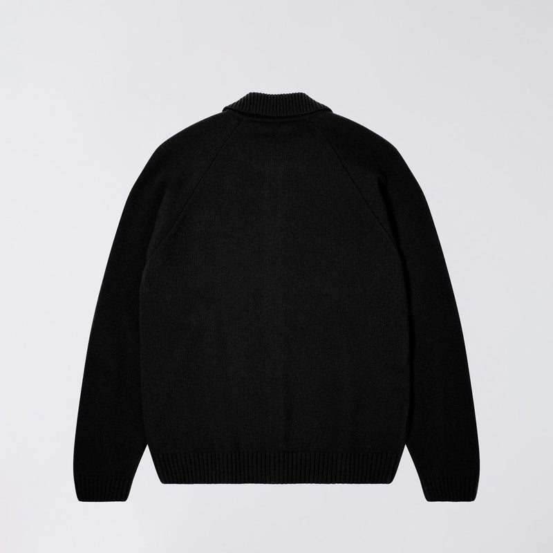 Edwin MARS POLO CARDIGAN KNIT WASHED, Black