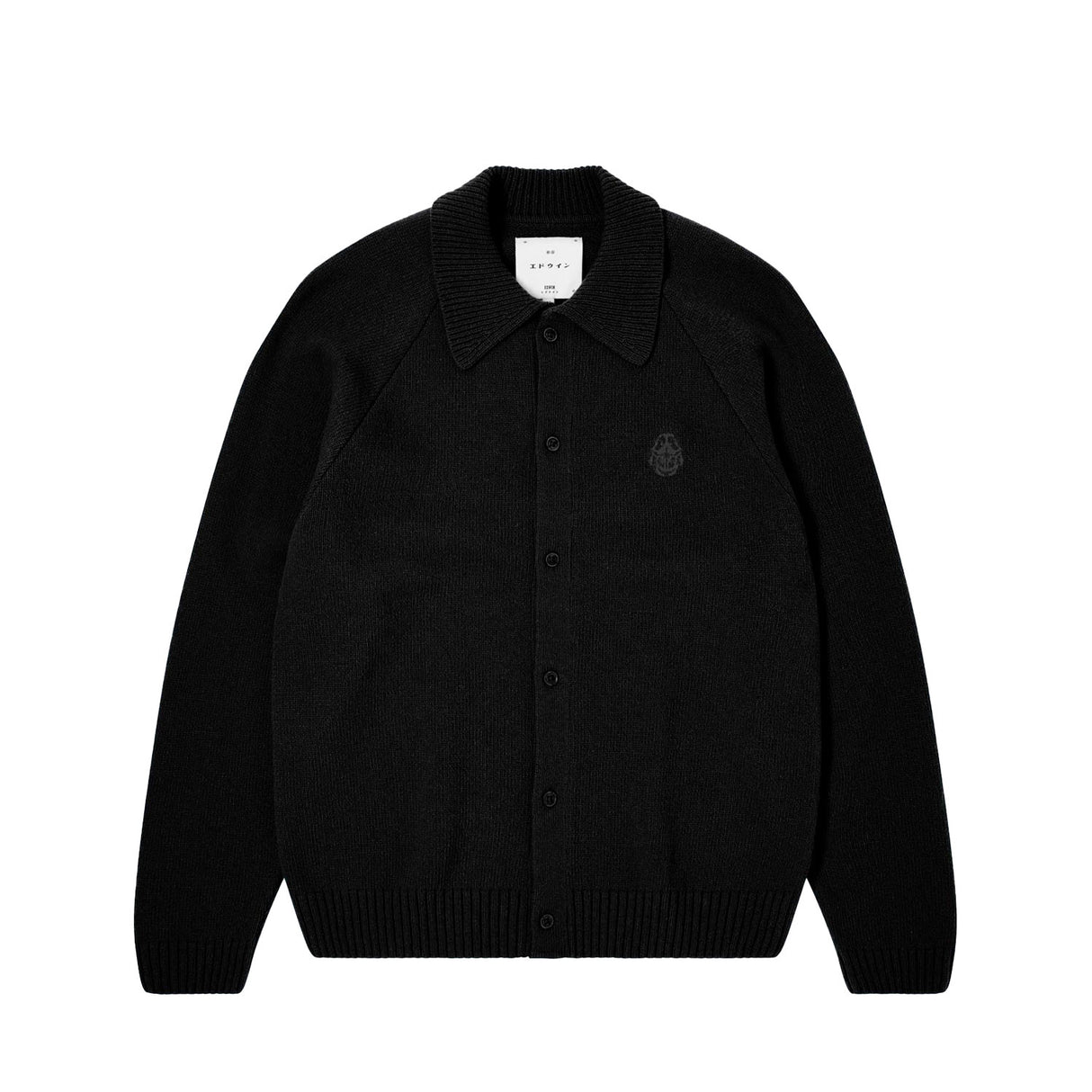 Edwin MARS POLO CARDIGAN KNIT WASHED, Black