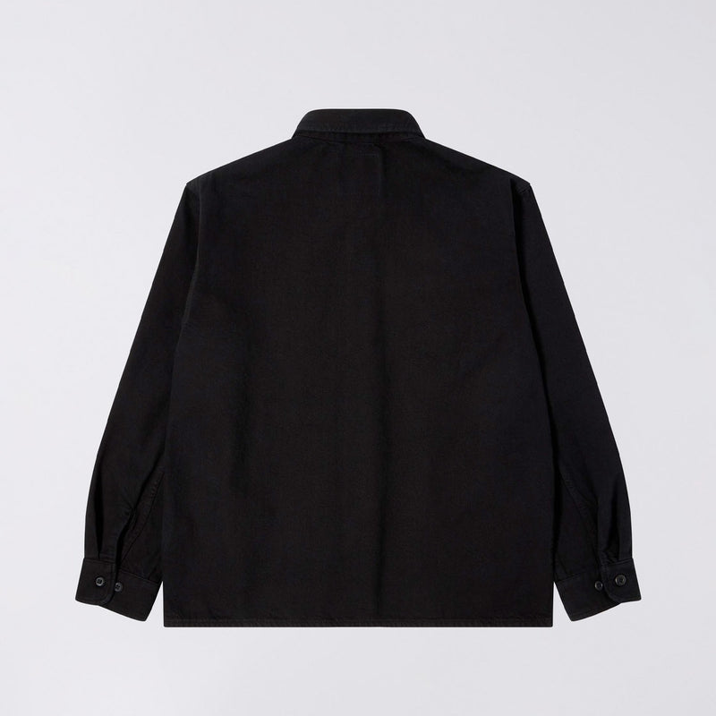 Edwin SEBASTIAN SHIRT LS, Black Garment Dyed