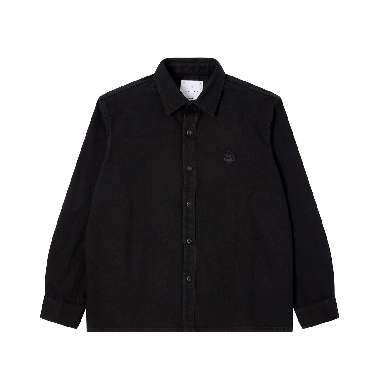 Edwin SEBASTIAN SHIRT LS, Black Garment Dyed