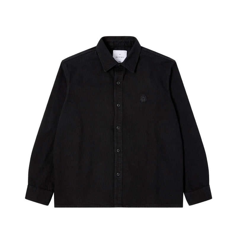 Edwin SEBASTIAN SHIRT LS, Black Garment Dyed