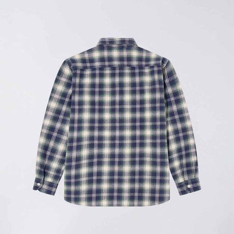 Edwin WORK SHIRT LS, Navy/Green