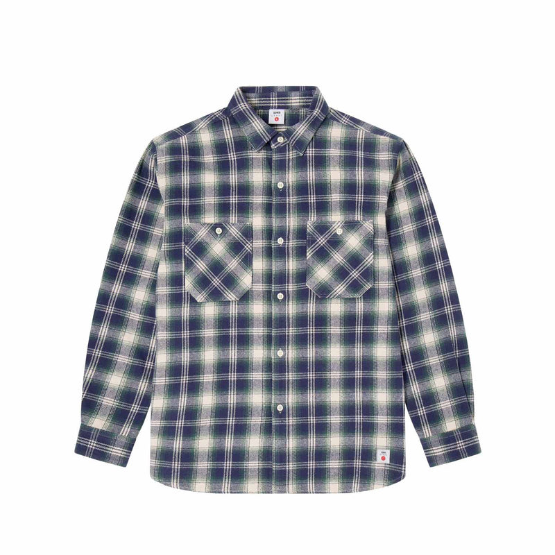 Edwin WORK SHIRT LS, Navy/Green