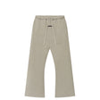 A pair of light beige heathered sweatpants with an elastic waistband and white drawstrings, shown flat against a solid white background.