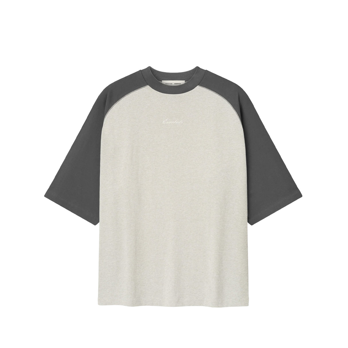 Fear of God ESSENTIALS SIGNATURE BASEBALL TEE, Heather Stone/Iron Grey
