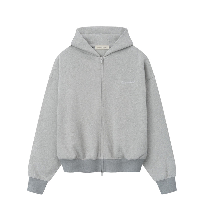 Fear of God ESSENTIALS SIGNATURE CLASSIC FULL ZIZ HOODIE, Concrete Heather