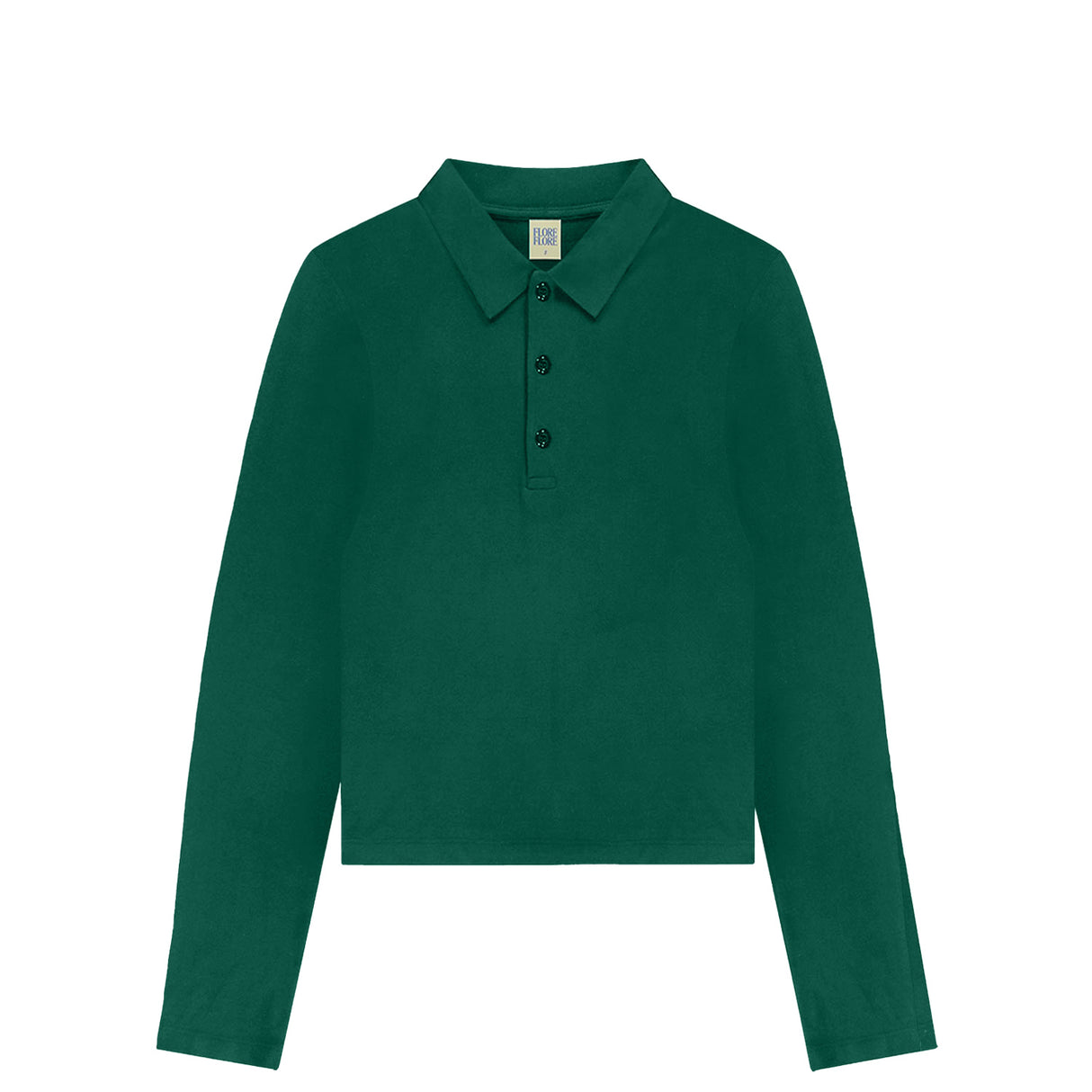 Green polo shirt on a white background.