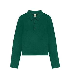 Green polo shirt on a white background.