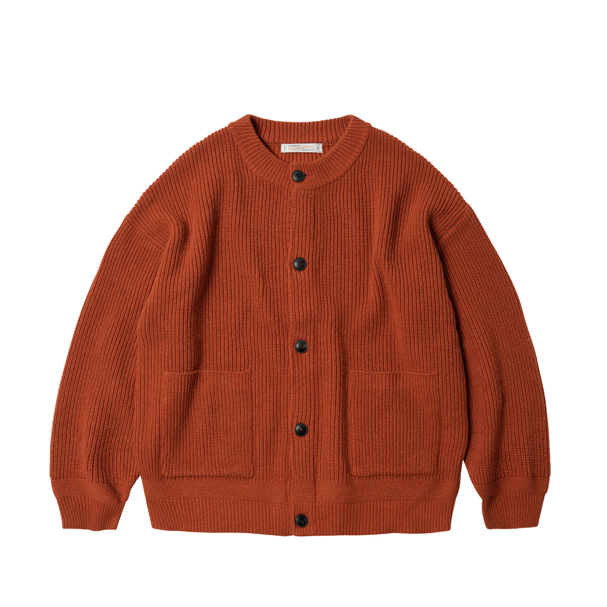 FrizmWORKS HEAVY WOOL ROUND CARDIGAN, Brick