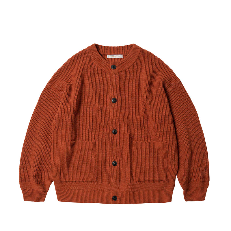 FrizmWORKS HEAVY WOOL ROUND CARDIGAN, Brick