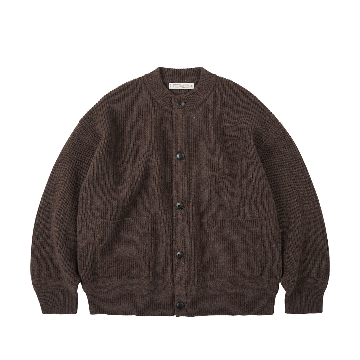 FrizmWORKS HEAVY WOOL ROUND CARDIGAN, Choco Brown