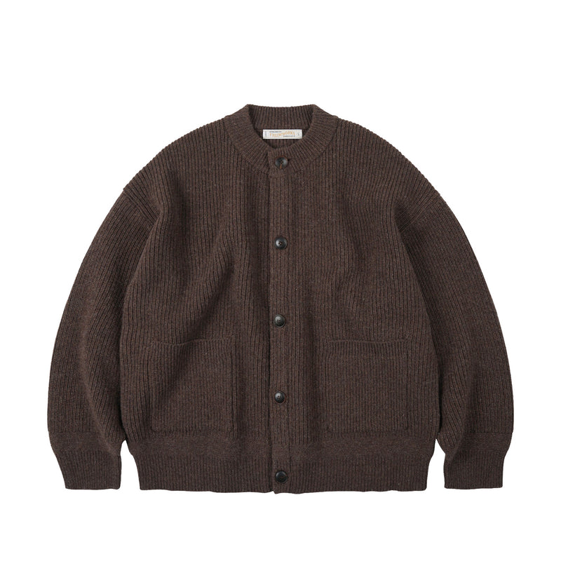FrizmWORKS HEAVY WOOL ROUND CARDIGAN, Choco Brown