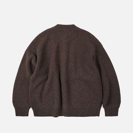 FrizmWORKS HEAVY WOOL ROUND CARDIGAN, Choco Brown