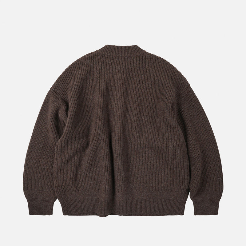 FrizmWORKS HEAVY WOOL ROUND CARDIGAN, Choco Brown