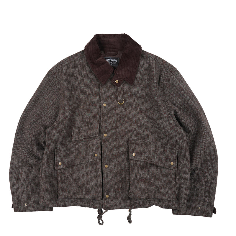 FrizmWORKS HERRINGBONE WOOL HUNTING JACKET, Pine Brown