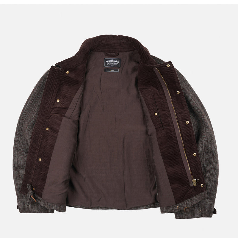 FrizmWORKS HERRINGBONE WOOL HUNTING JACKET, Pine Brown