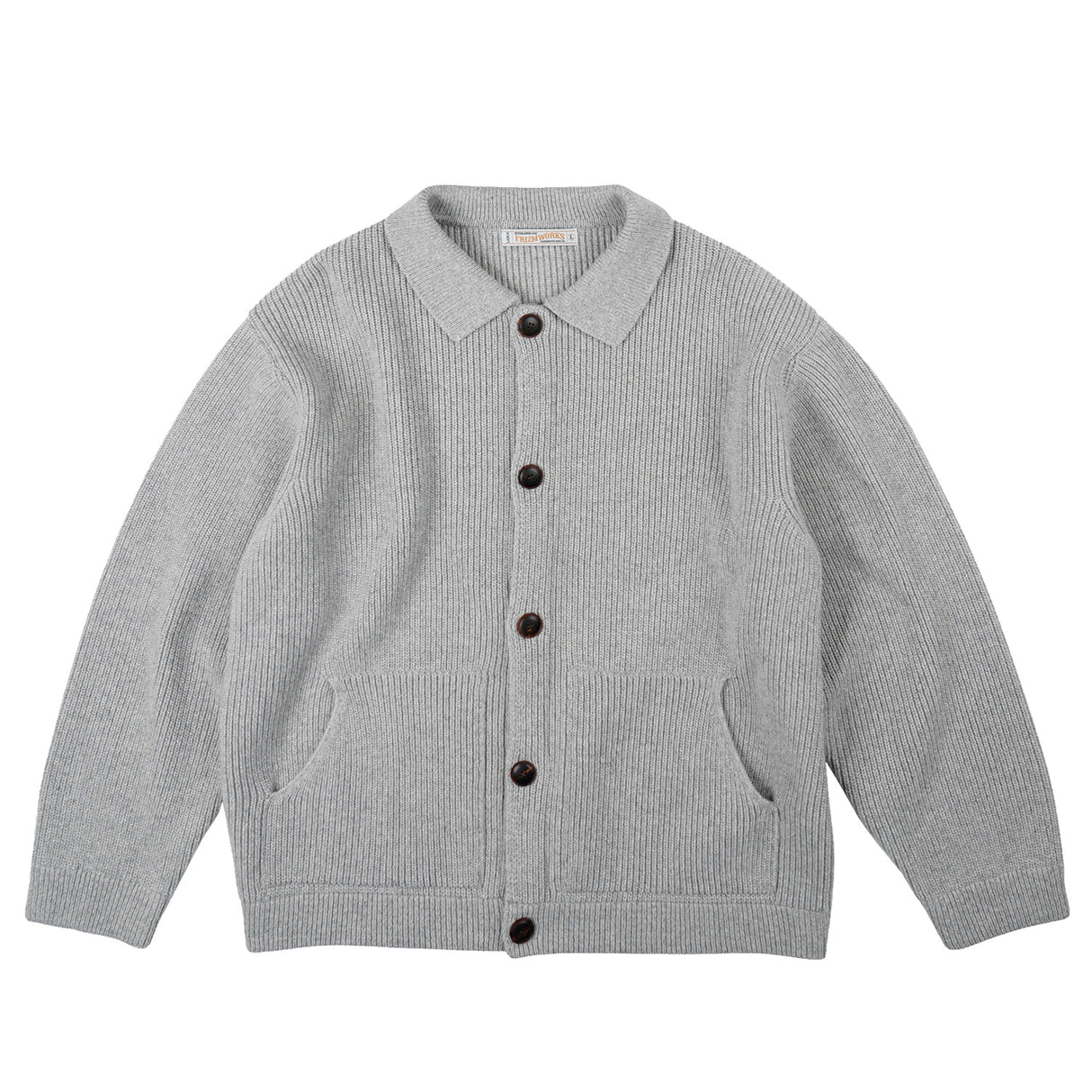 FrizmWORKS ULTRA HEAVYWEIGHT COLLAR CARDIGAN, Light Gray