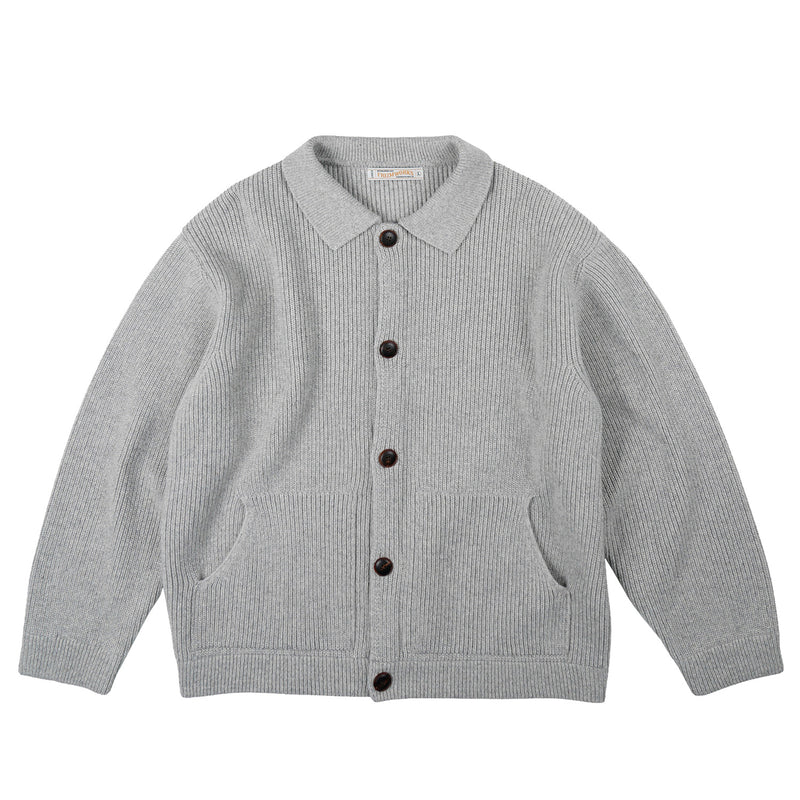 FrizmWORKS ULTRA HEAVYWEIGHT COLLAR CARDIGAN, Light Gray