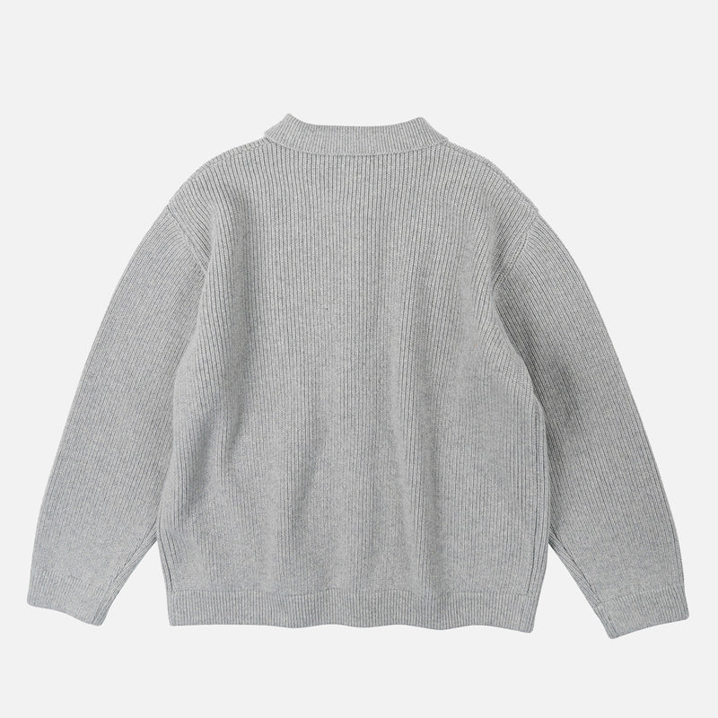 FrizmWORKS ULTRA HEAVYWEIGHT COLLAR CARDIGAN, Light Gray