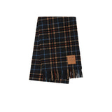 GANNI A6933 WOOL CHECK SCARF, Charcoal Grey