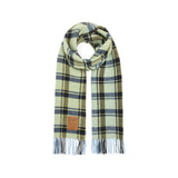 Ganni A6935 WOOL CHECK SCARF, Yellow Pear