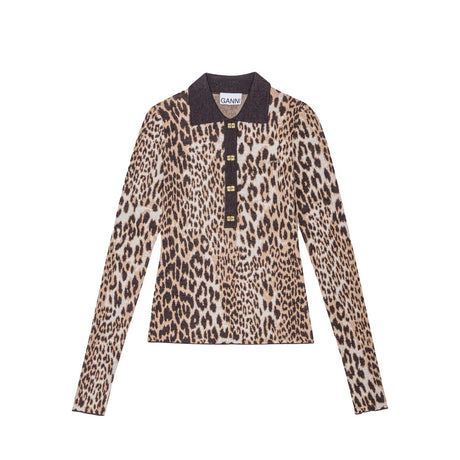 Ganni K2341 LEOPARD POLO, Leopard - Image 1
