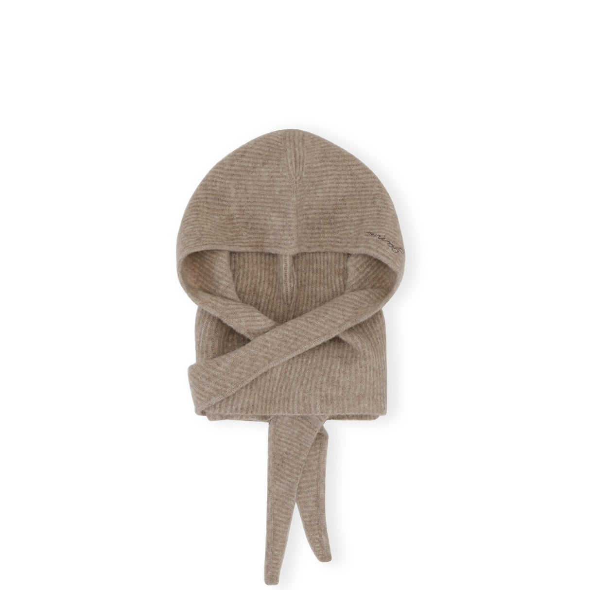 Ganni A5983 SOFT WOOL BALACLAVA, Almond Milk