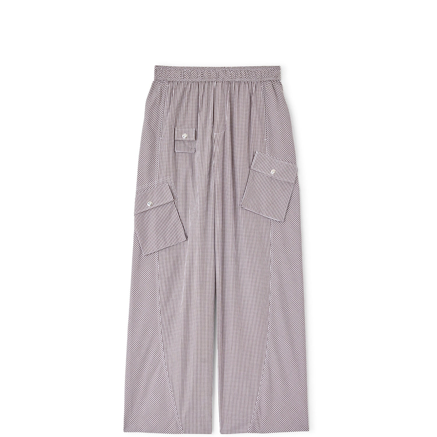 Ganni CHECK COTTON CARGO PANTS, Chicory Coffee – Beamhill