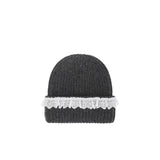 Ganni COMPACT WOOL LACE BEANIE, Phantom