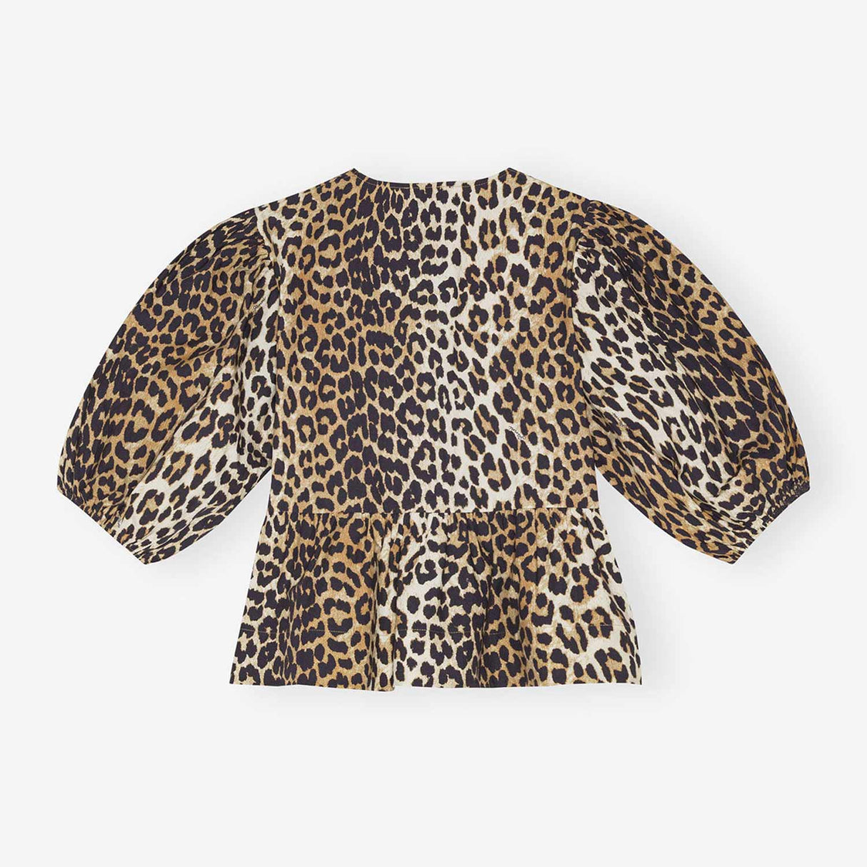 Ganni F9116 PEBLUM BLOUSE, Leopard