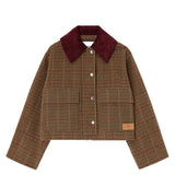 Ganni HEAVY CHECK TWILL SHORT BARN JACKET, Multicolour