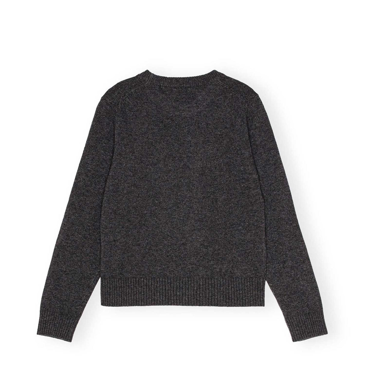 Ganni K2278 GRAPHIC WOOL MIX TIGER CREW NECK KNIT, Gray Quill