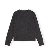 Ganni K2278 GRAPHIC WOOL MIX TIGER CREW NECK KNIT, Gray Quill