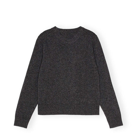 Ganni K2278 GRAPHIC WOOL MIX TIGER CREW NECK KNIT, Gray Quill