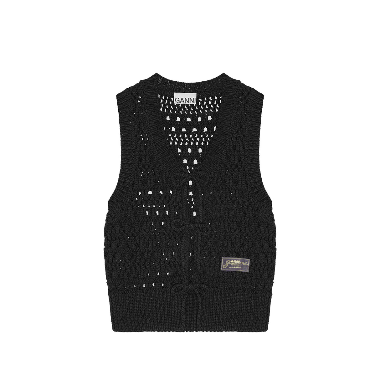 Ganni K2471 TIE STRING VEST, Black