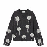 Ganni K2624 FLOWER CROCHET SWEATER, Phantom