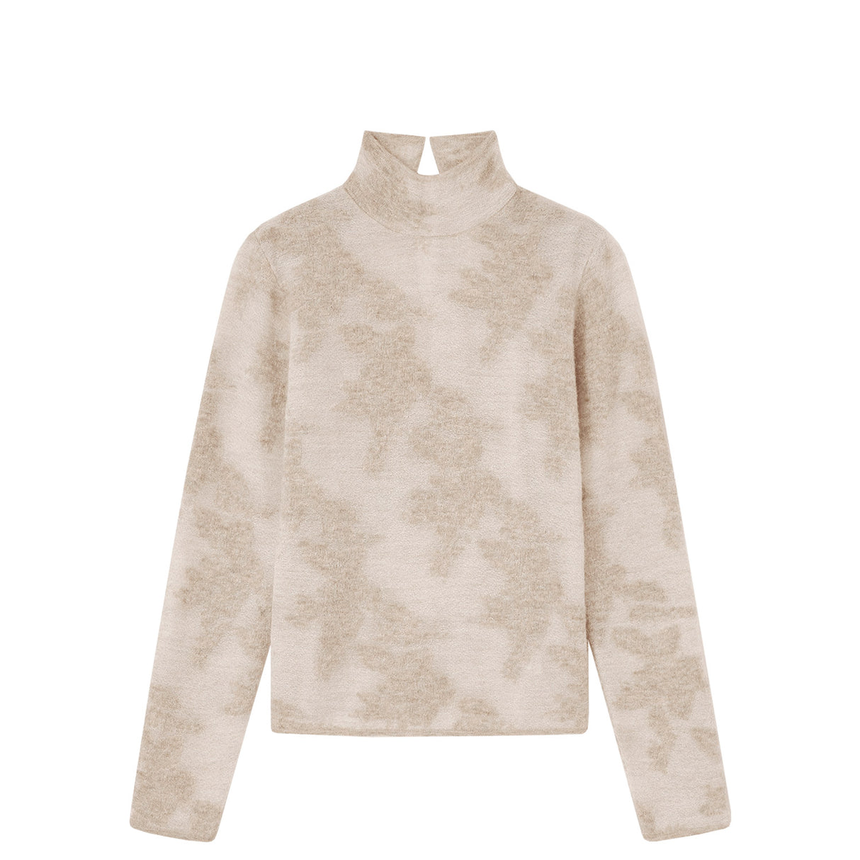 Ganni K2641 SHEER FLOWER JACQUARD MOCKNECK, Sand