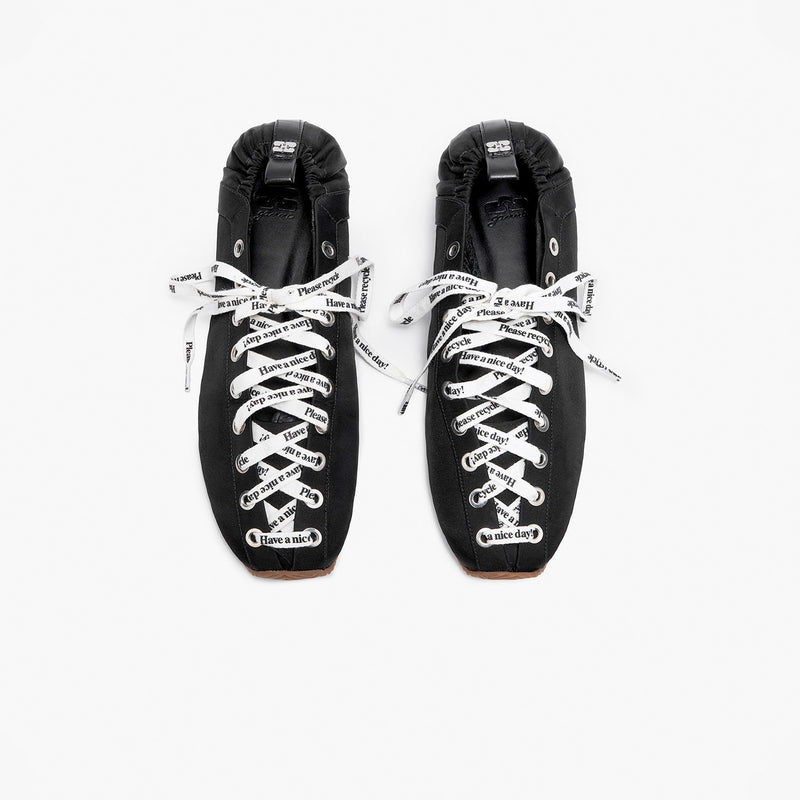 Ganni LACE UP SPORTY BALLERINA, Jet Black