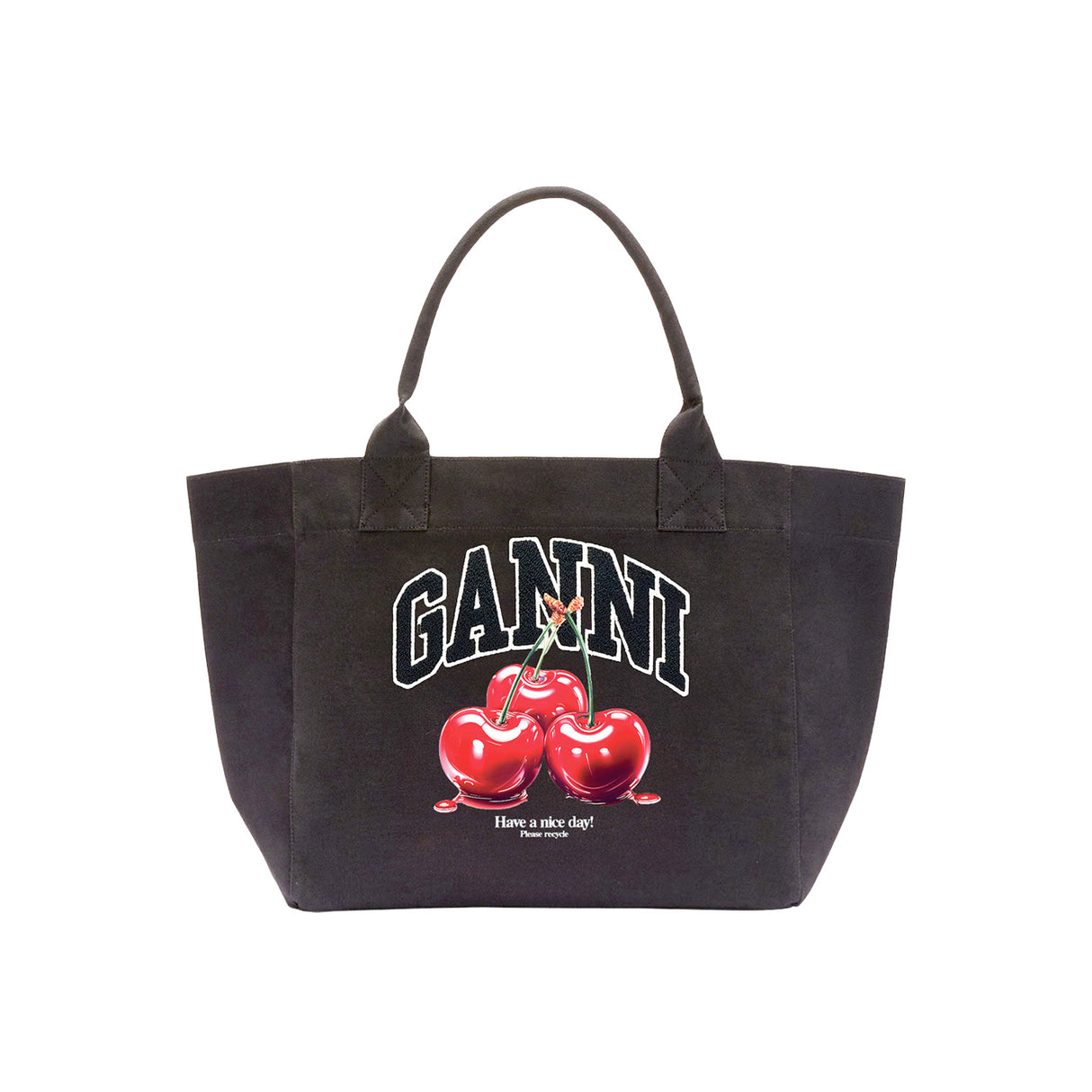 Ganni MEDIUM SHOPPER CHERRY PRINTED, Phantom